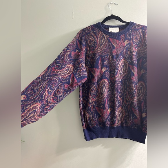 Vintage Sweaters - Vintage lord Jeff cotton duck print knit sweater unisex